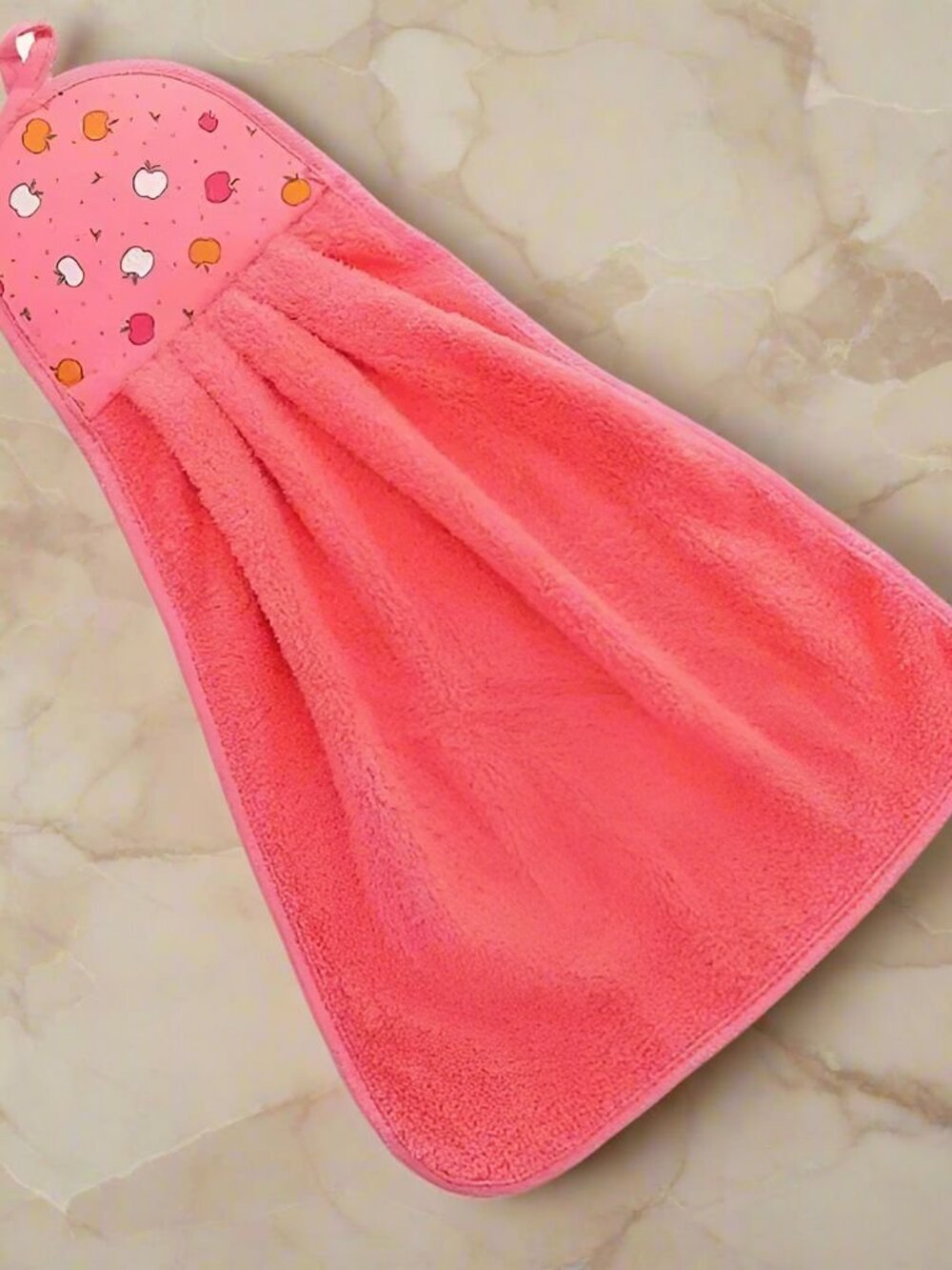 Anna Apple Decorative Fingertip Towel with Hanging Loop Coral Pink Gift Packaged